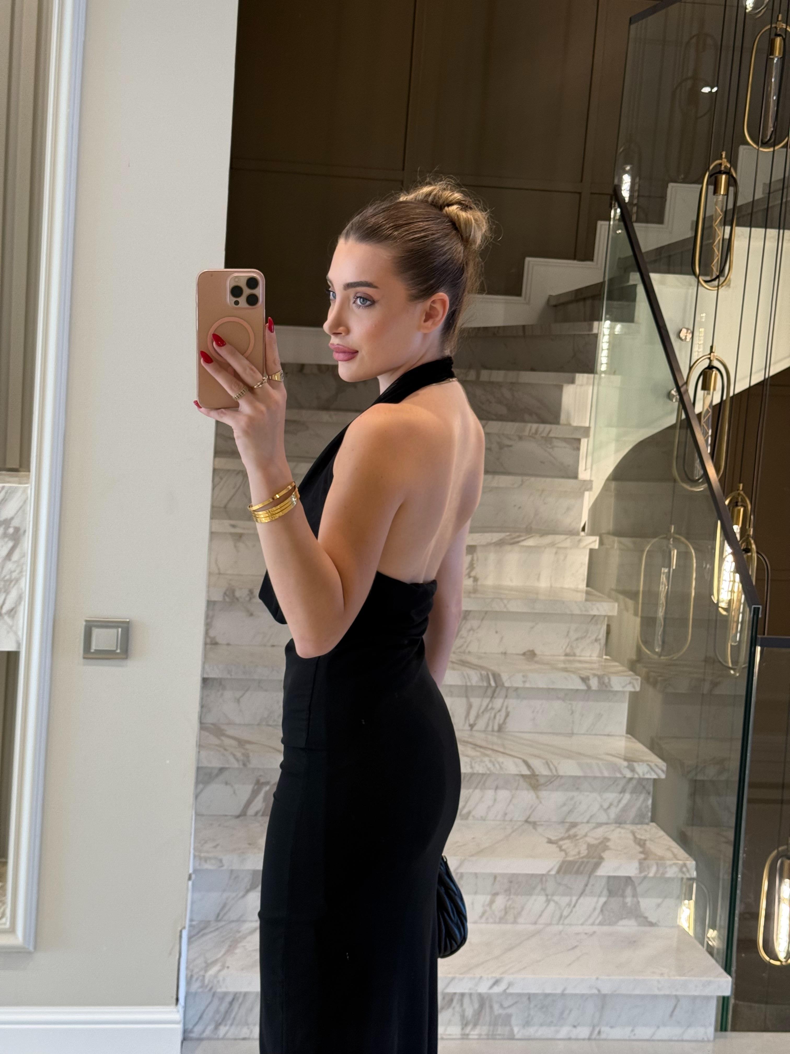 Siyah Batum Elbise -6195