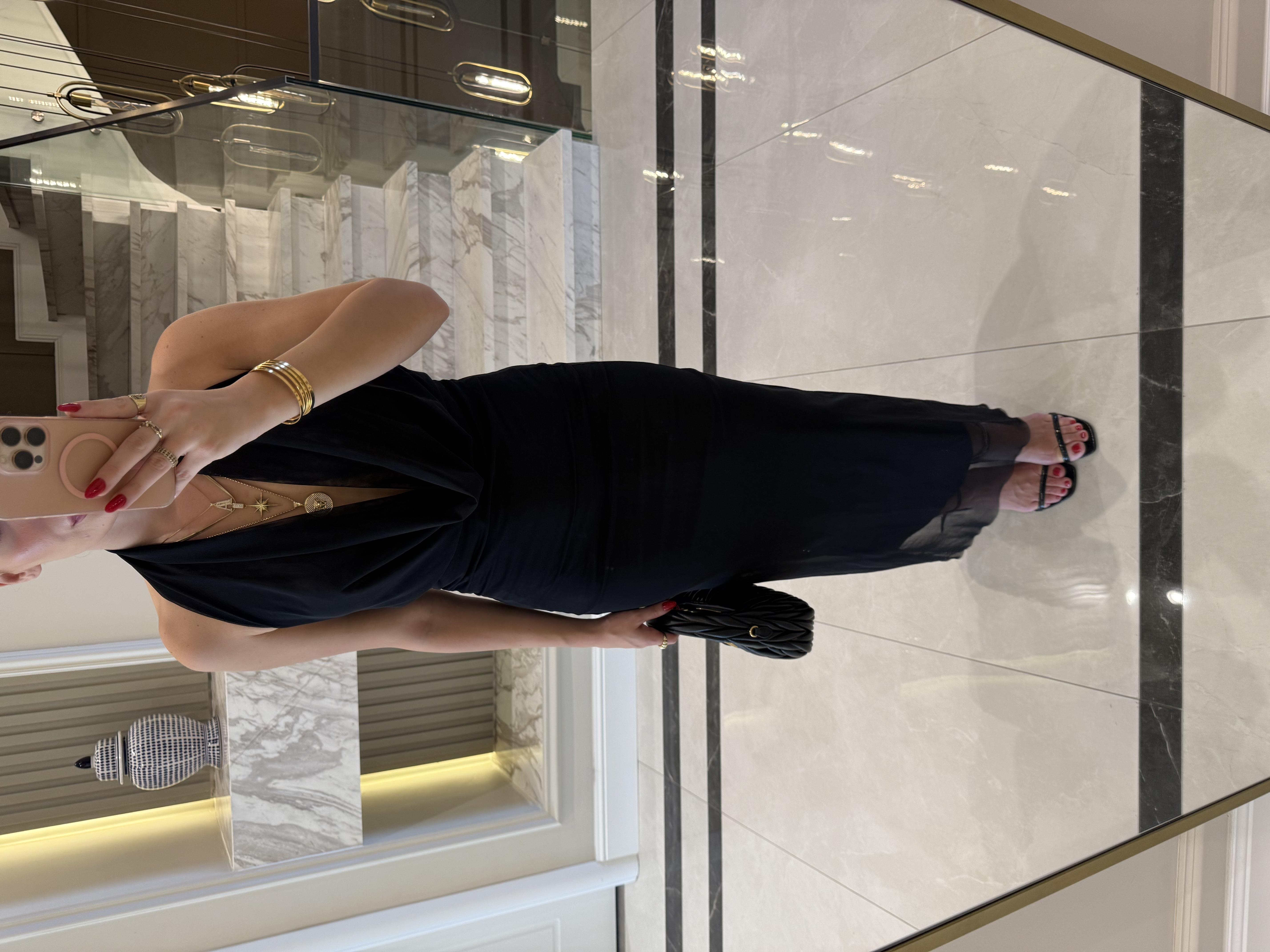 Siyah Batum Elbise -6195