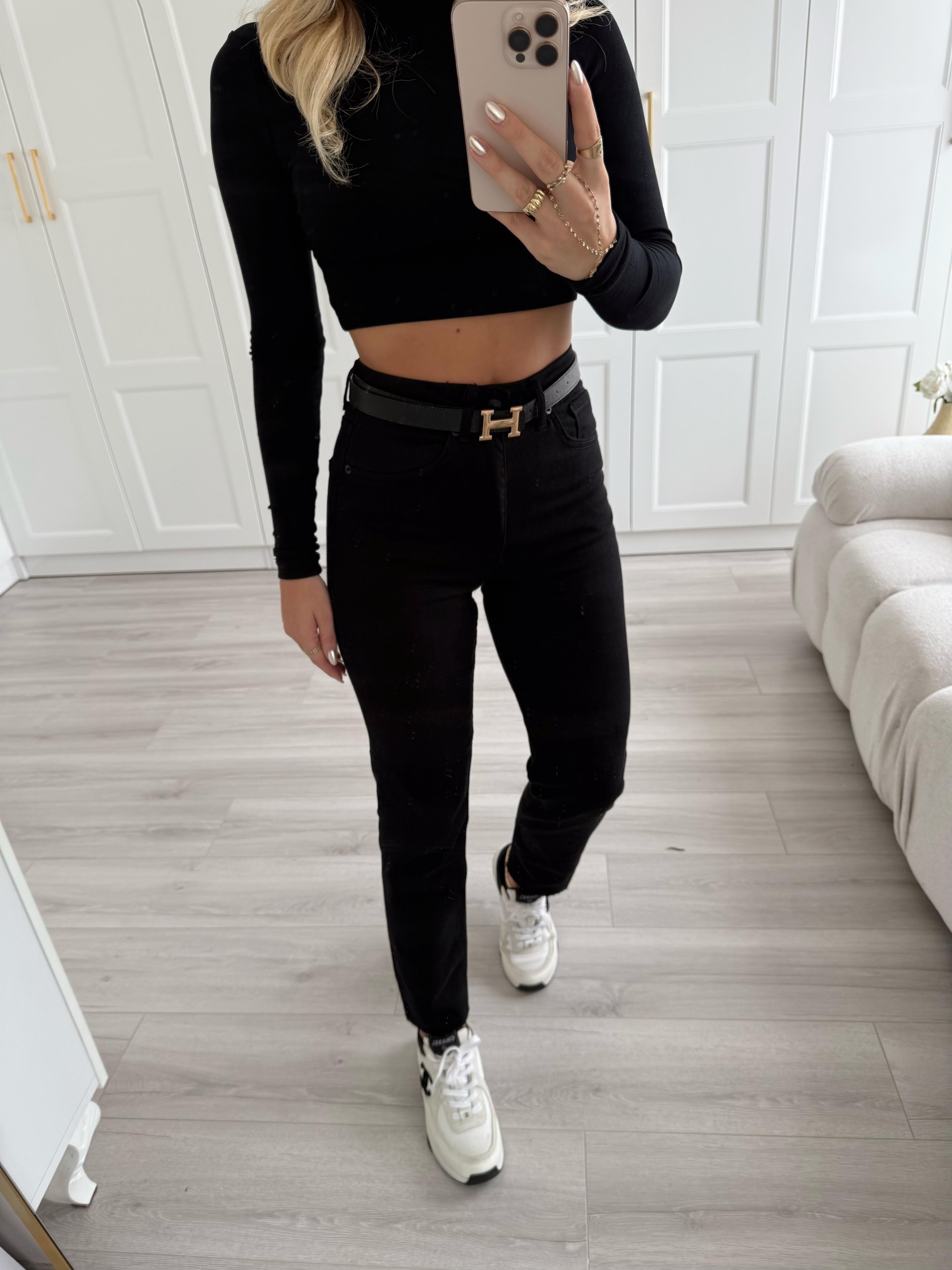 Siyah Boy Fit Yüksekbel Jean-ZR