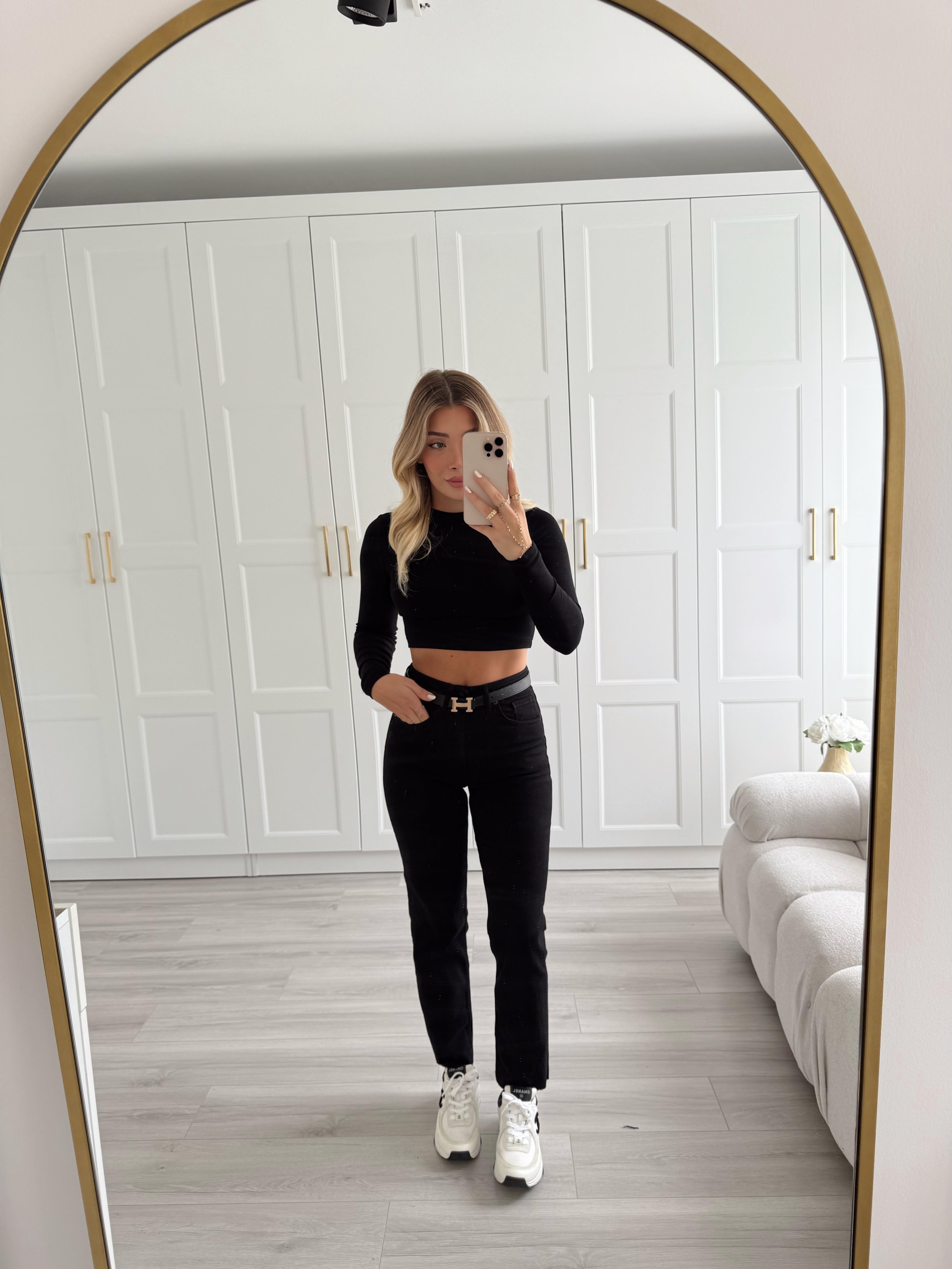 Siyah Boy Fit Yüksekbel Jean-ZR