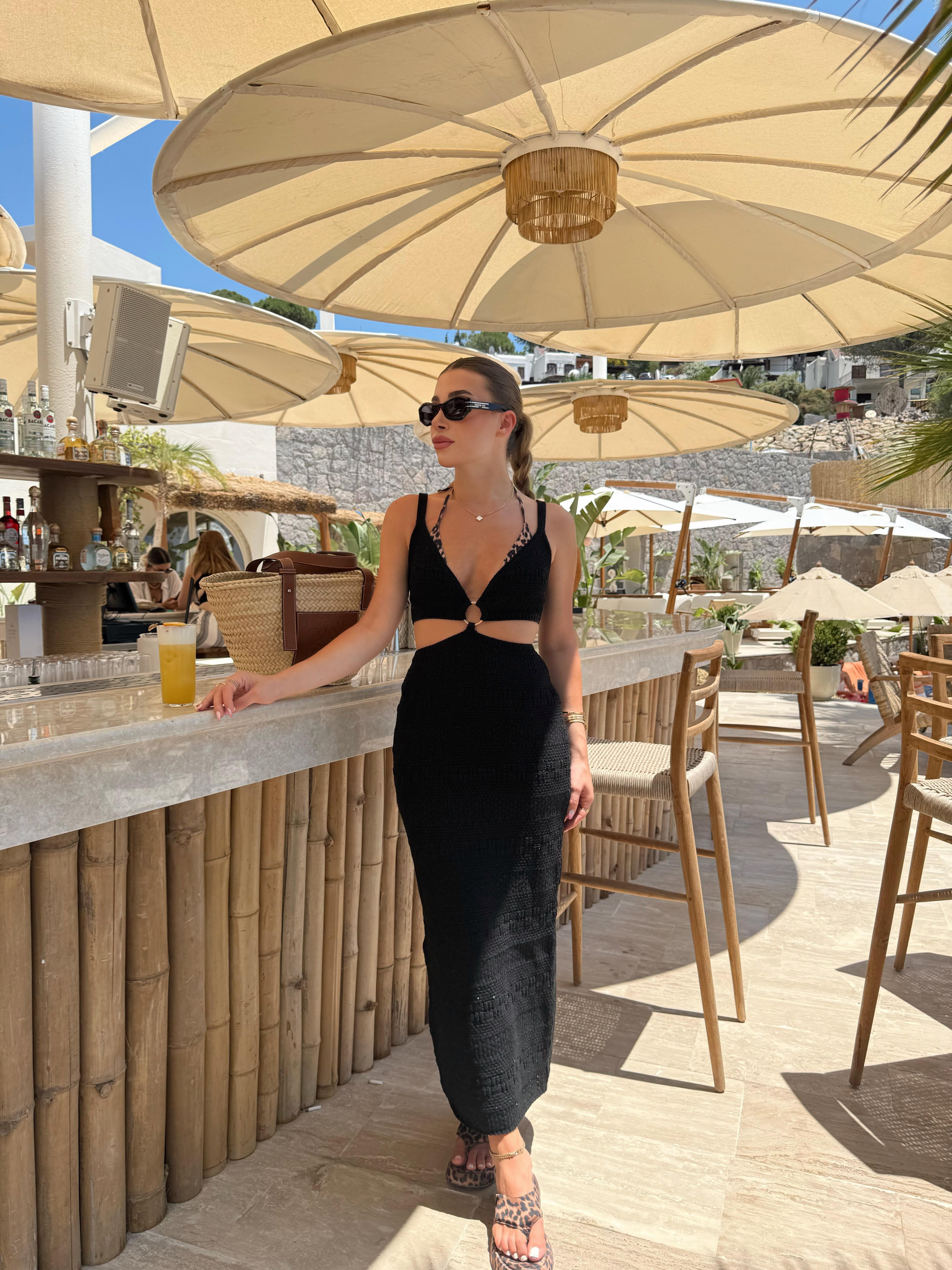 Siyah Helianthus Elbise 