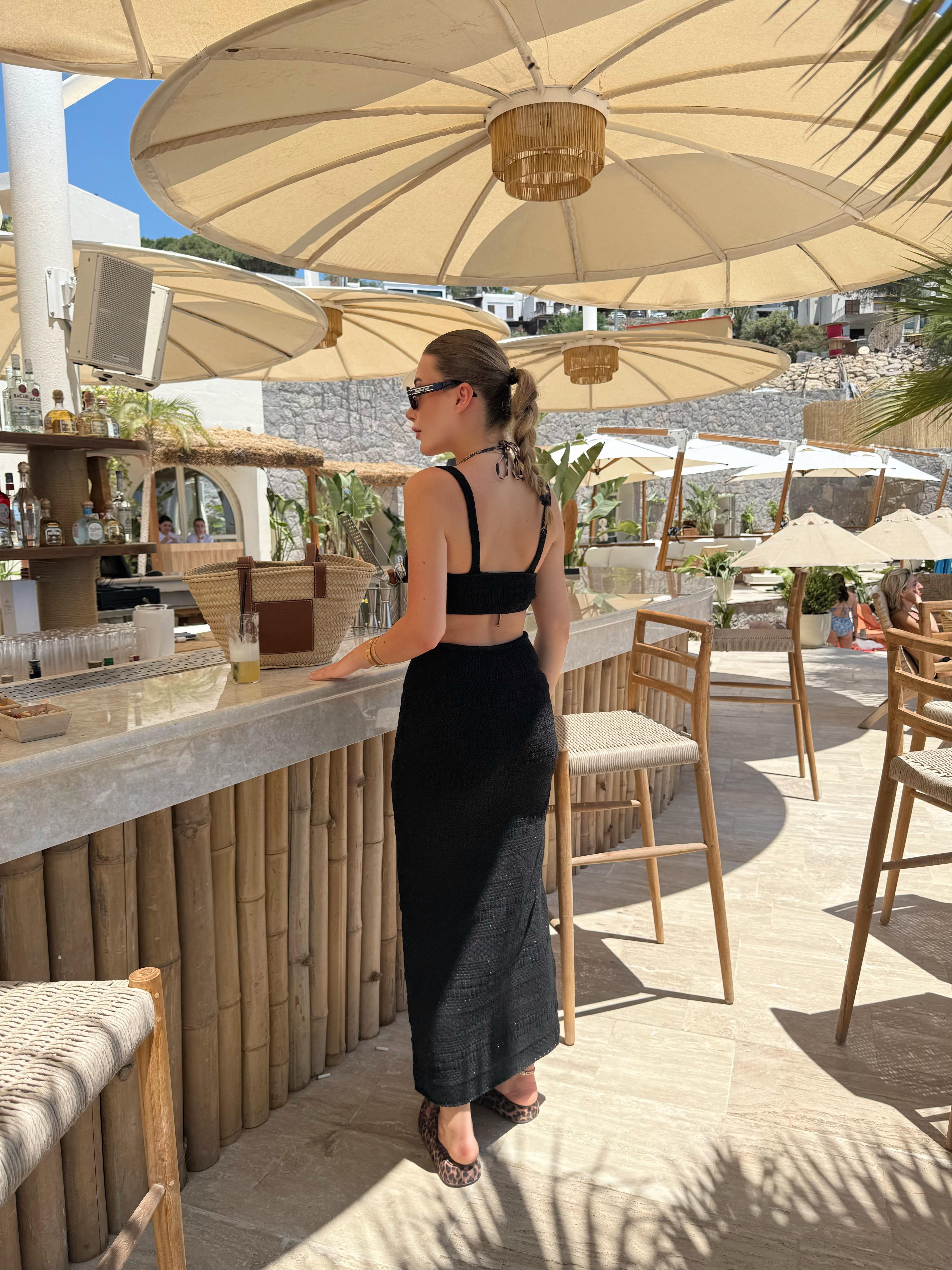 Siyah Helianthus Elbise 