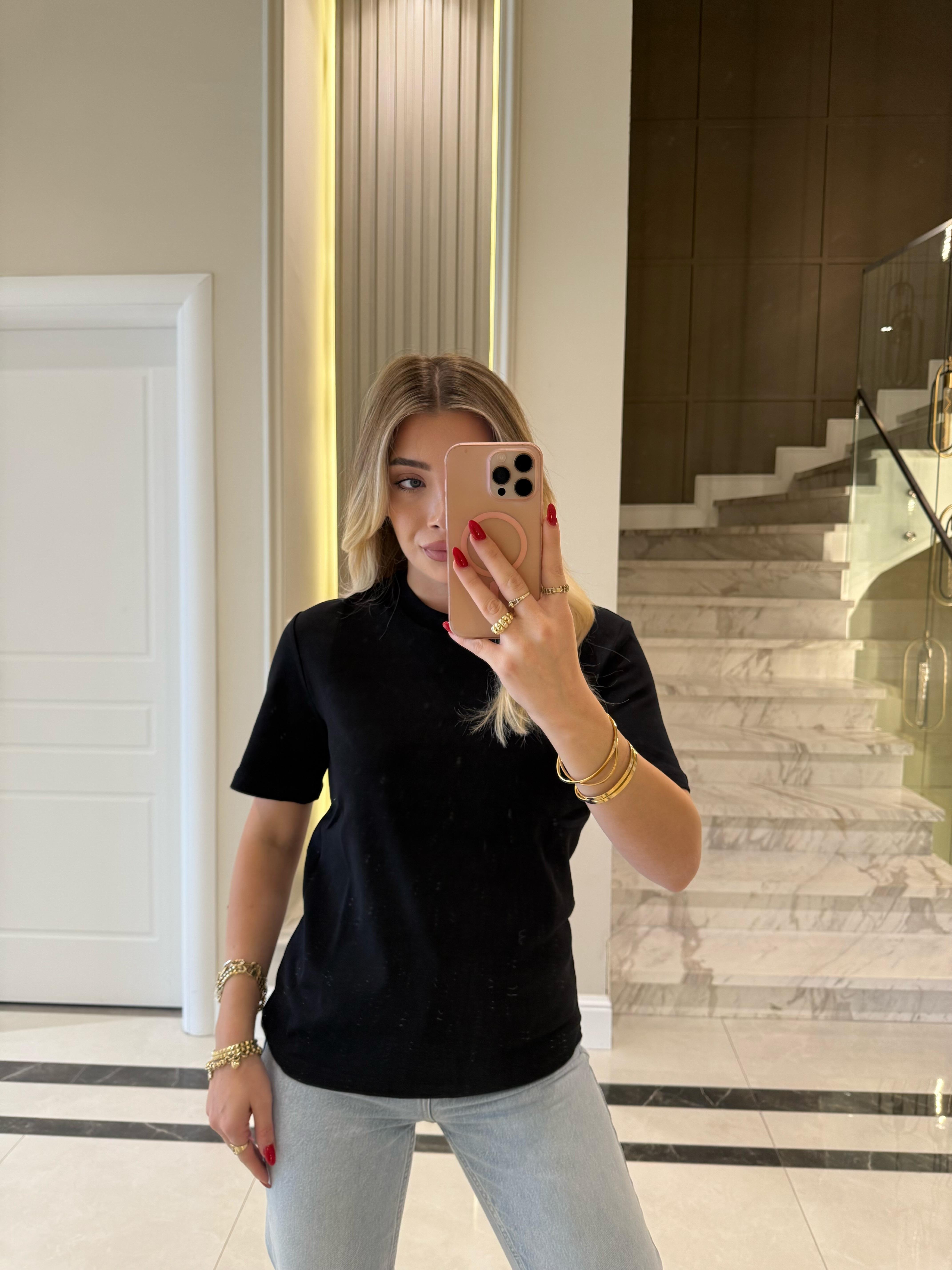 Siyah Massı Kısa Kollu Basic Tişört