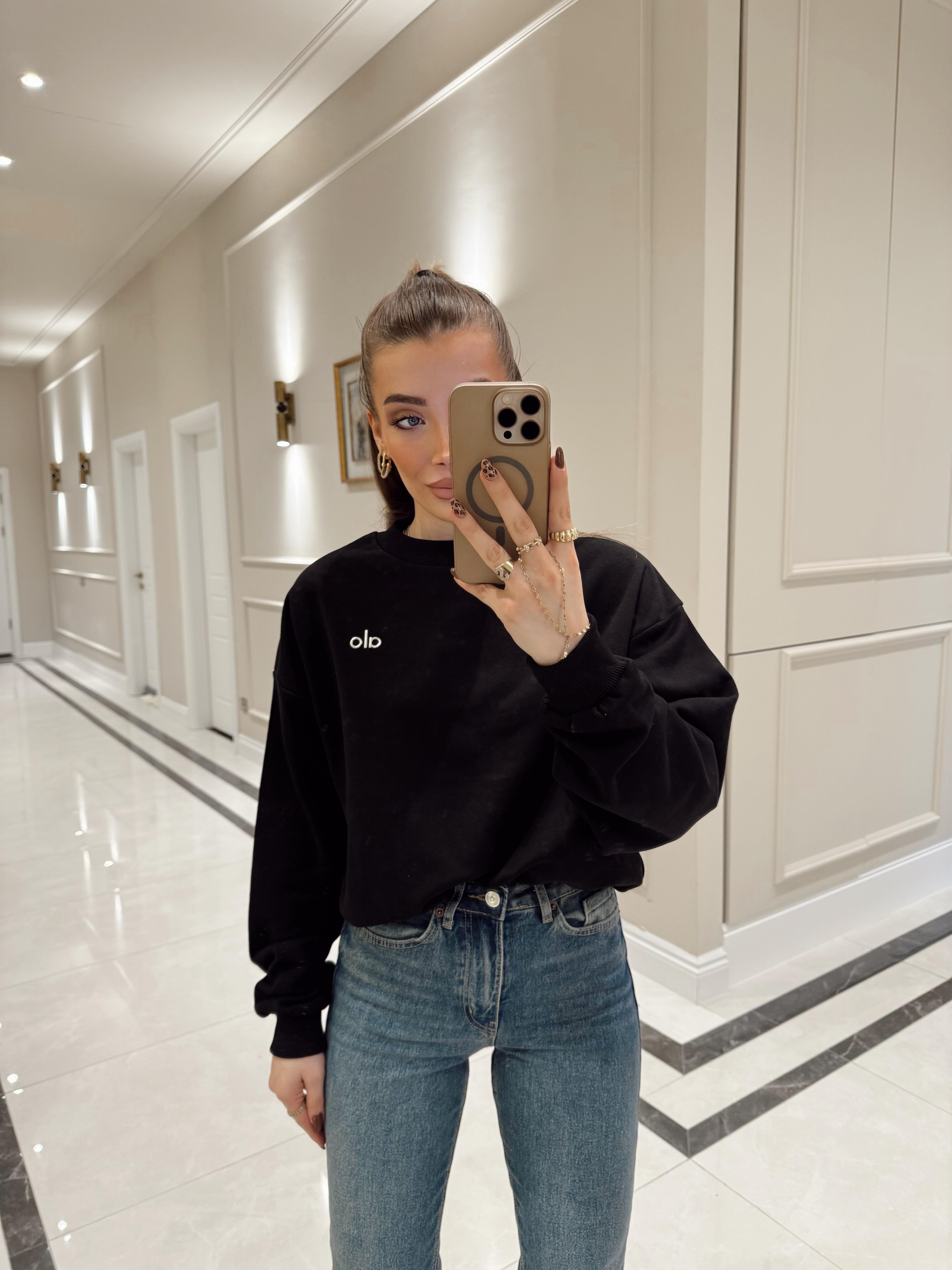 Siyah Orj Marka Sweatshirt