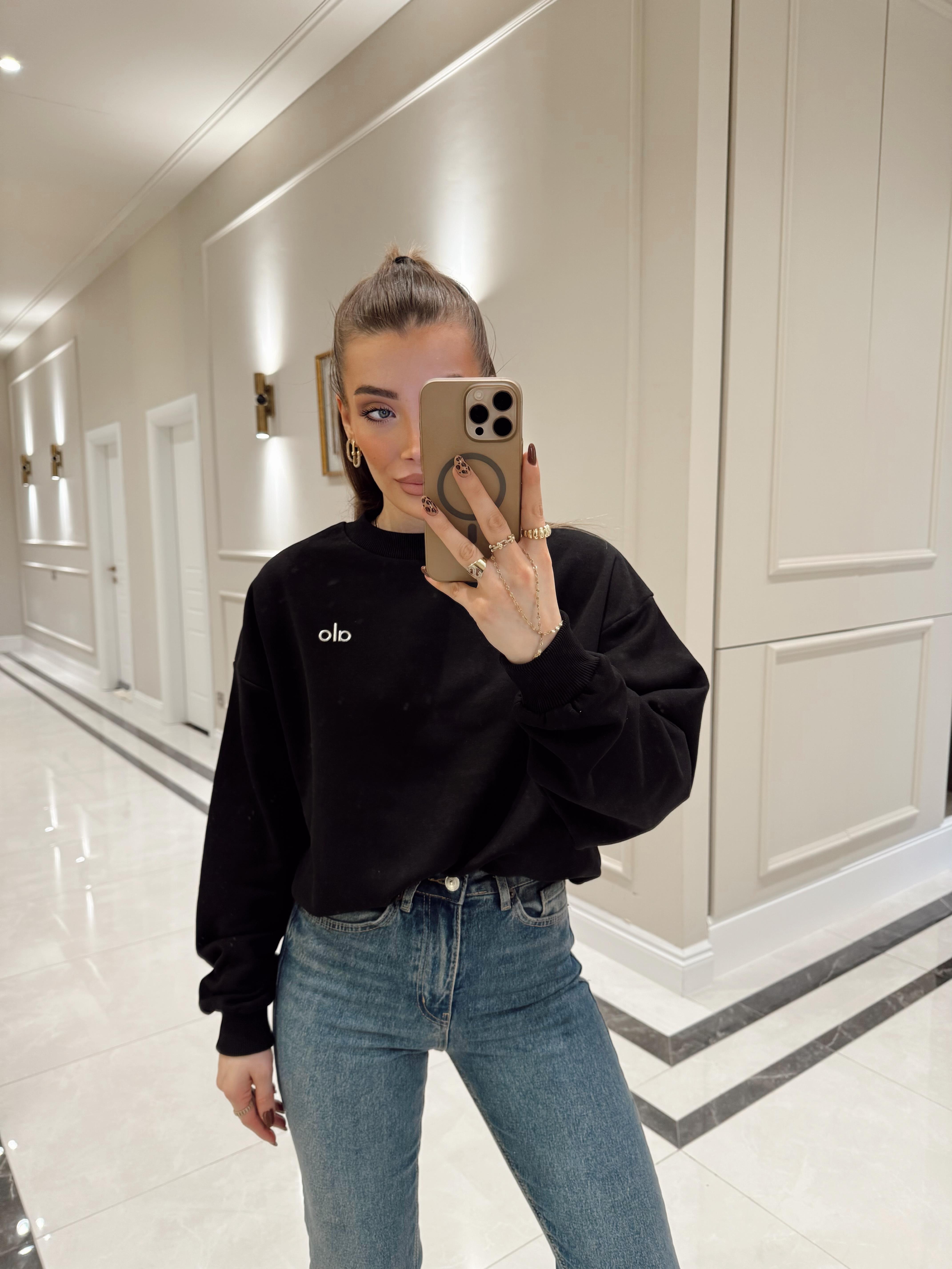 Siyah Orj Marka Sweatshirt