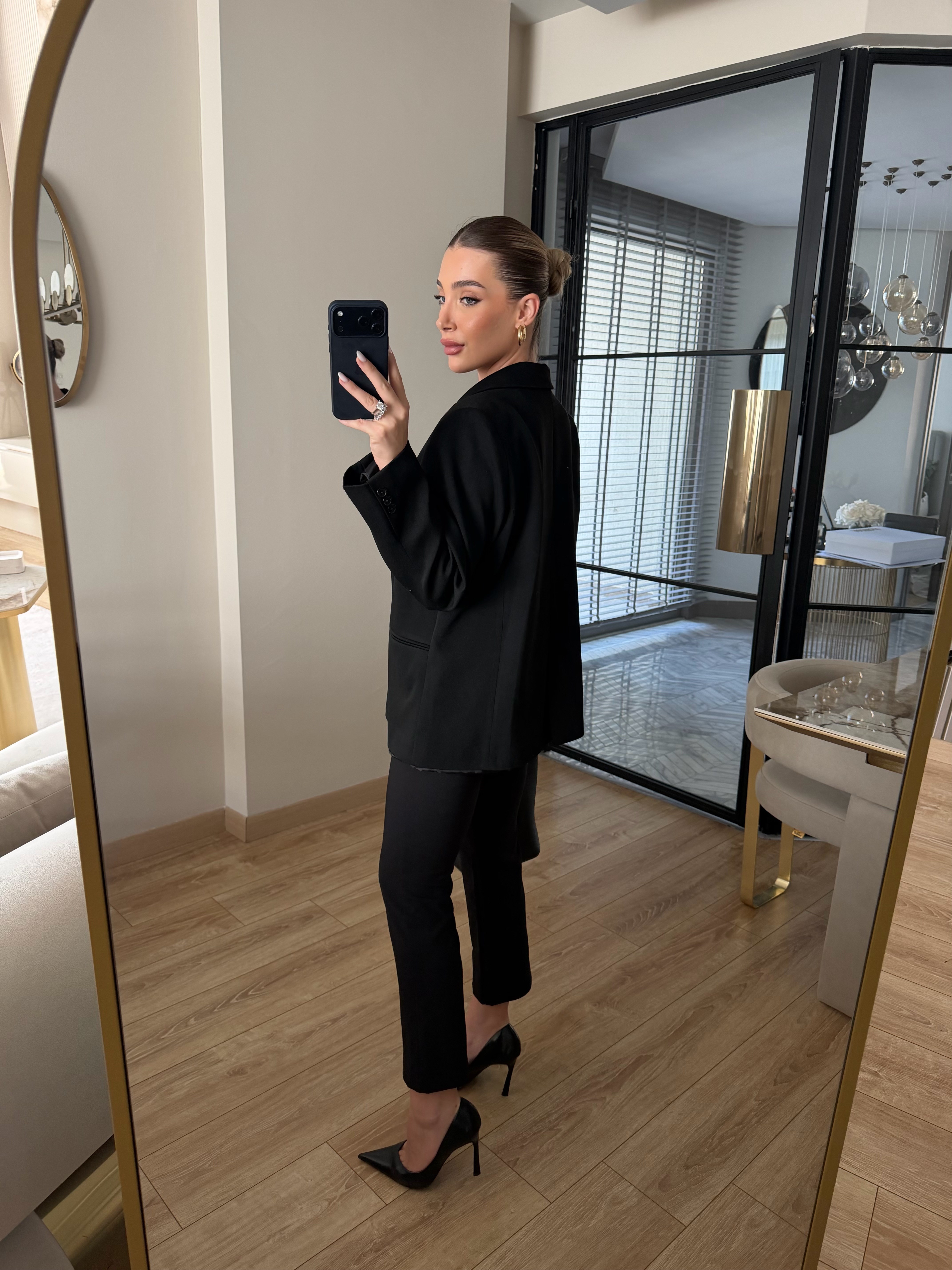 Siyah Oversize Poliviskon Blazer Ceket
