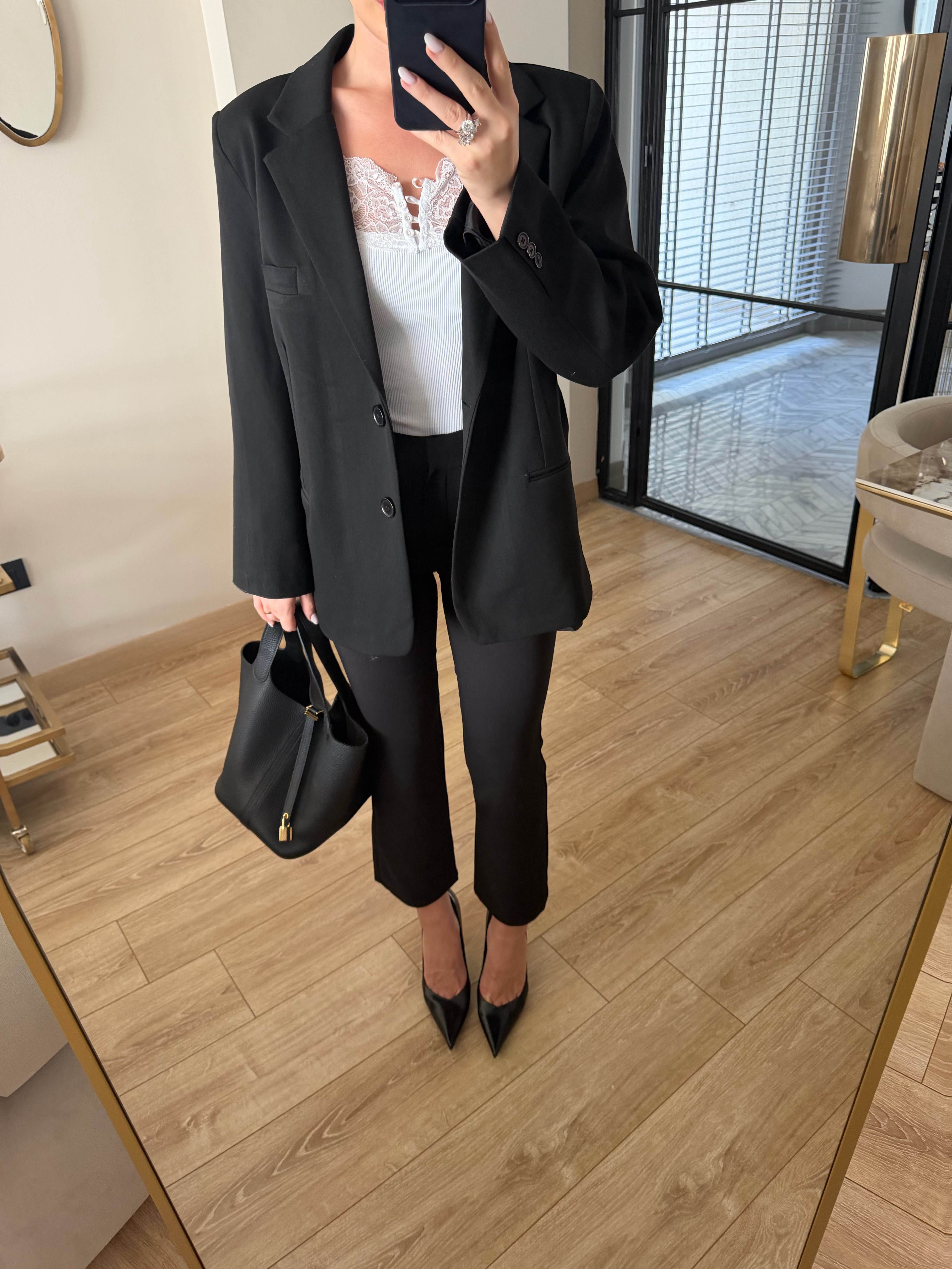 Siyah Oversize Poliviskon Blazer Ceket