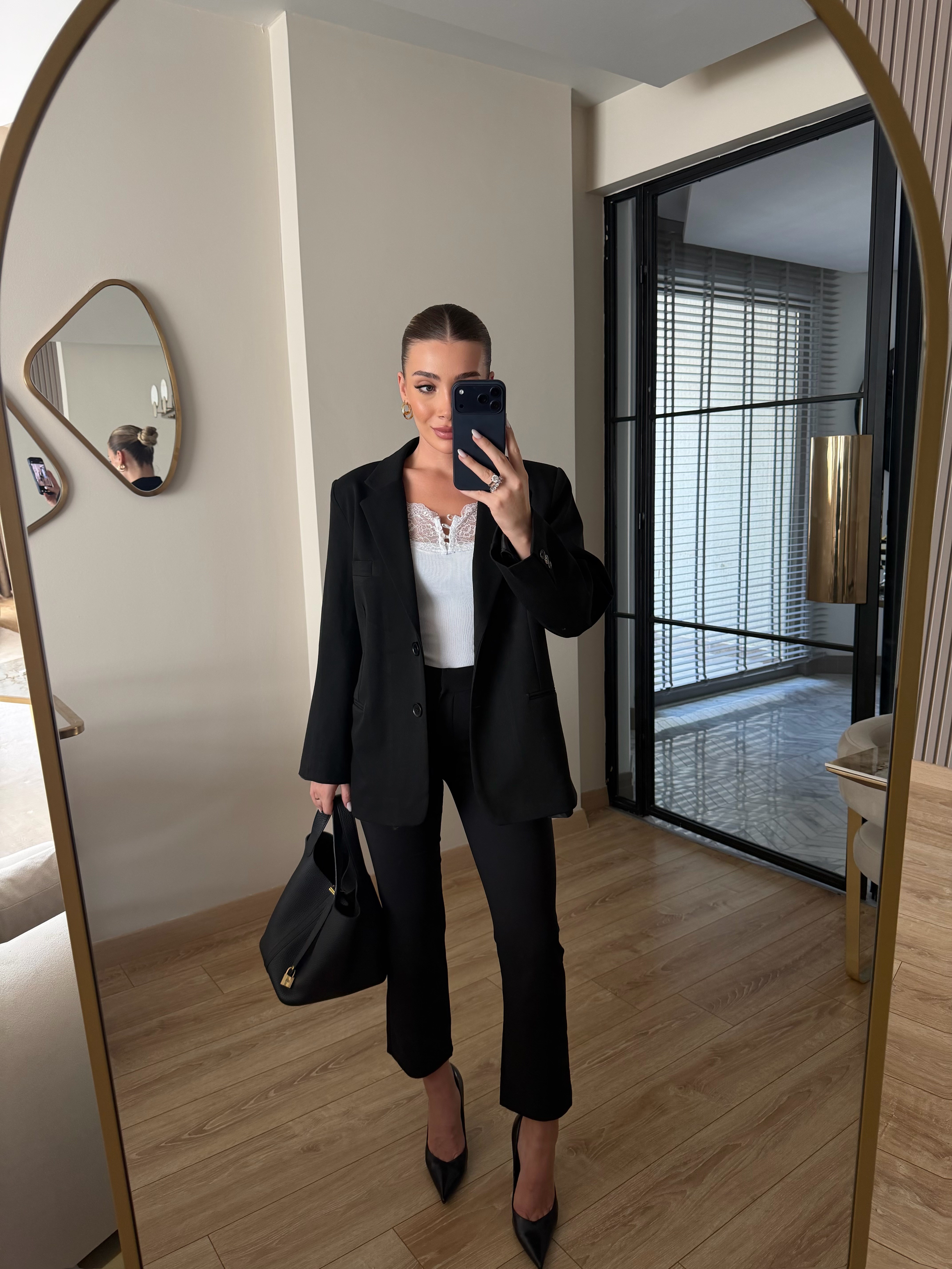 Siyah Oversize Poliviskon Blazer Ceket