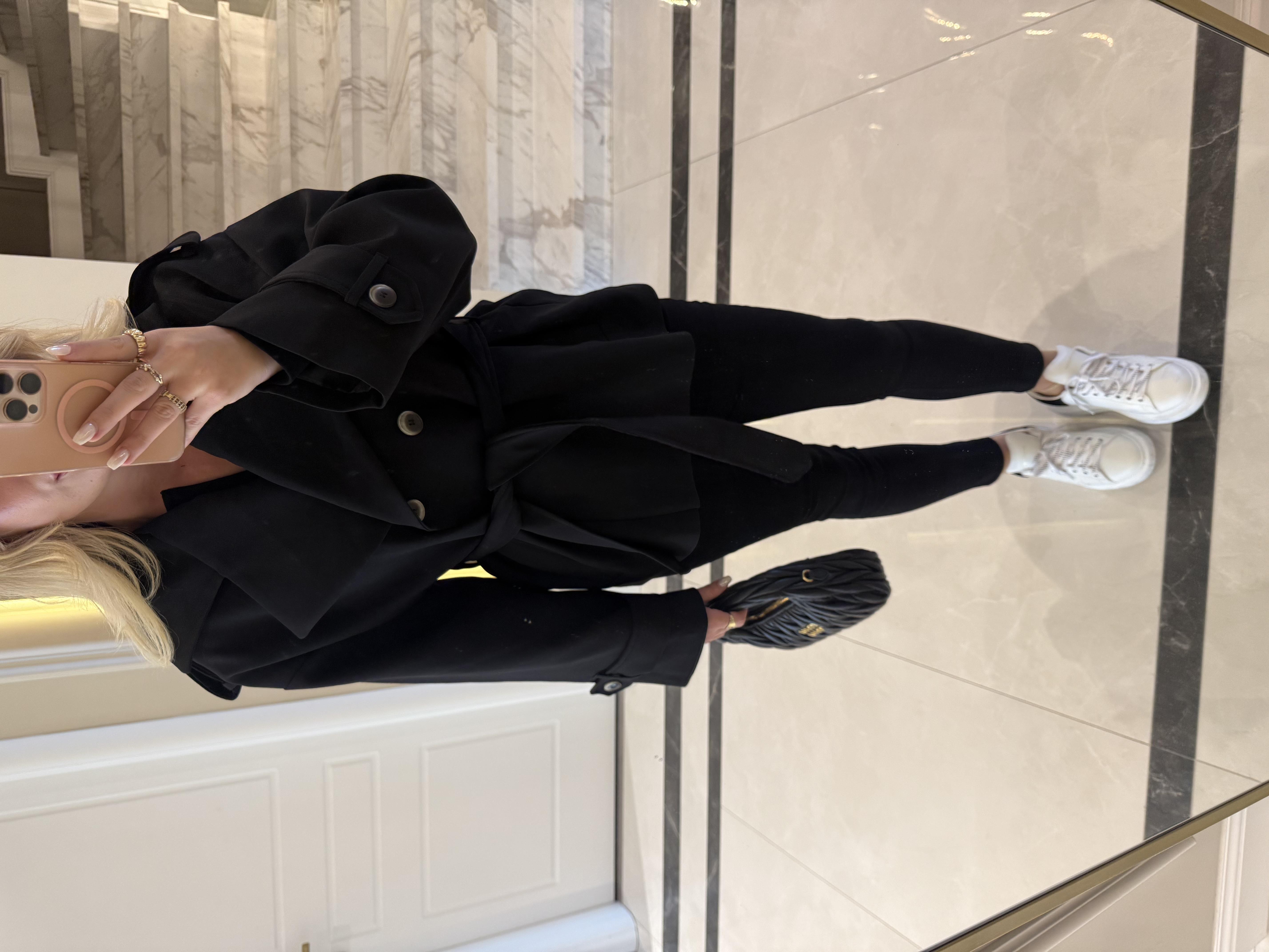 Siyah Oversize Trençkot-9592