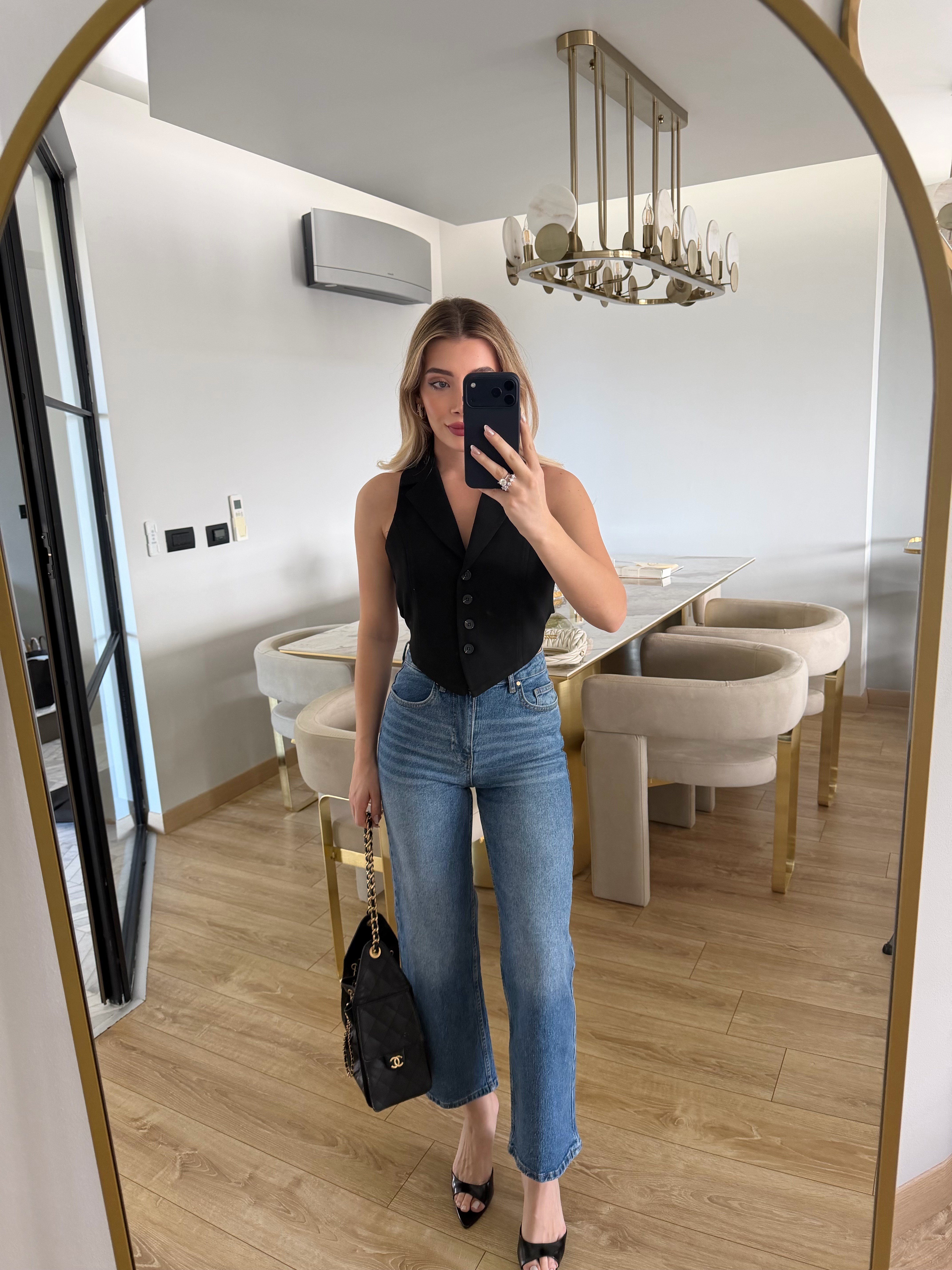 Siyah Poliviskon Kumaş Yelek-8004