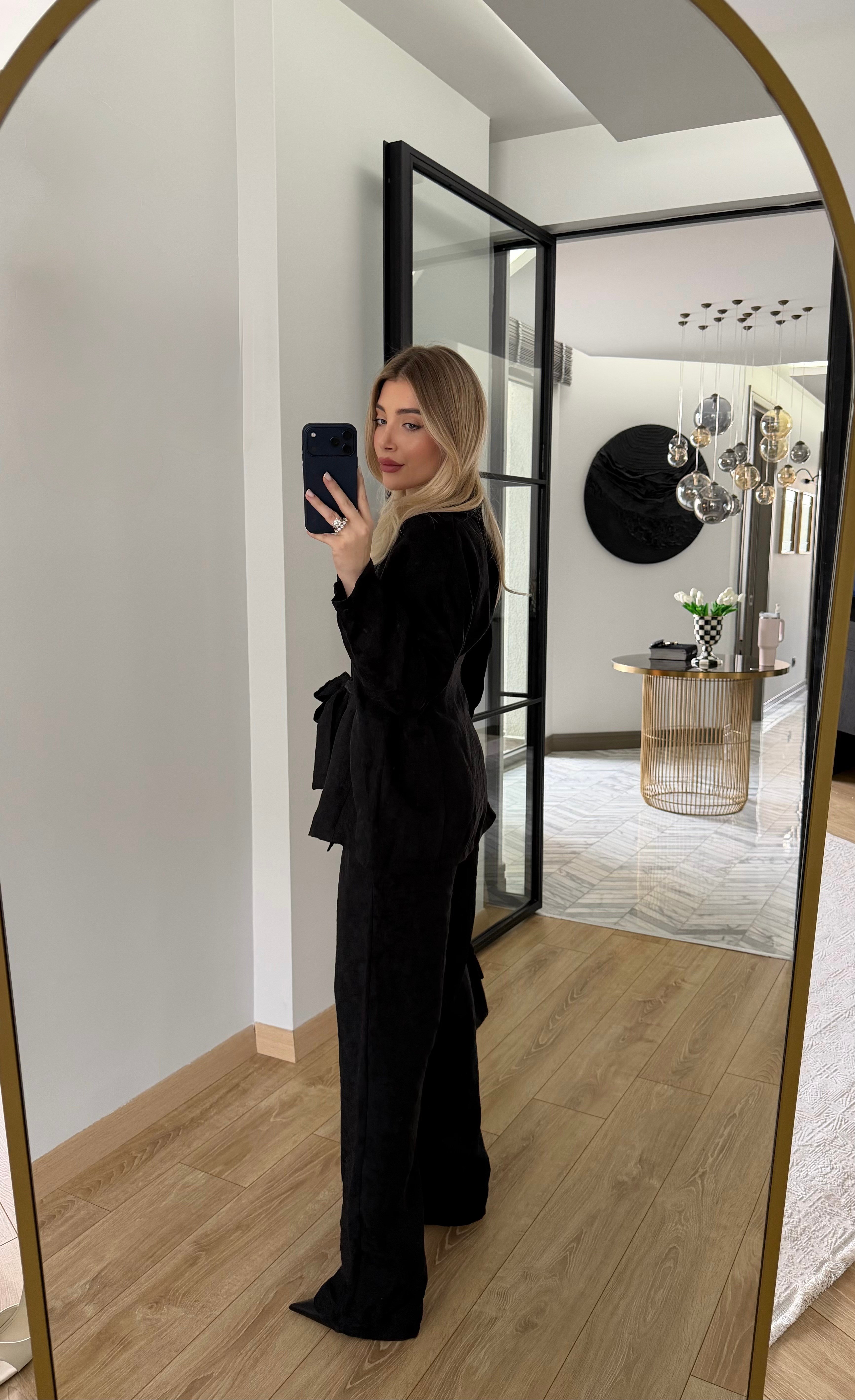 Siyah Şal Yaka Kimono Takım-51100