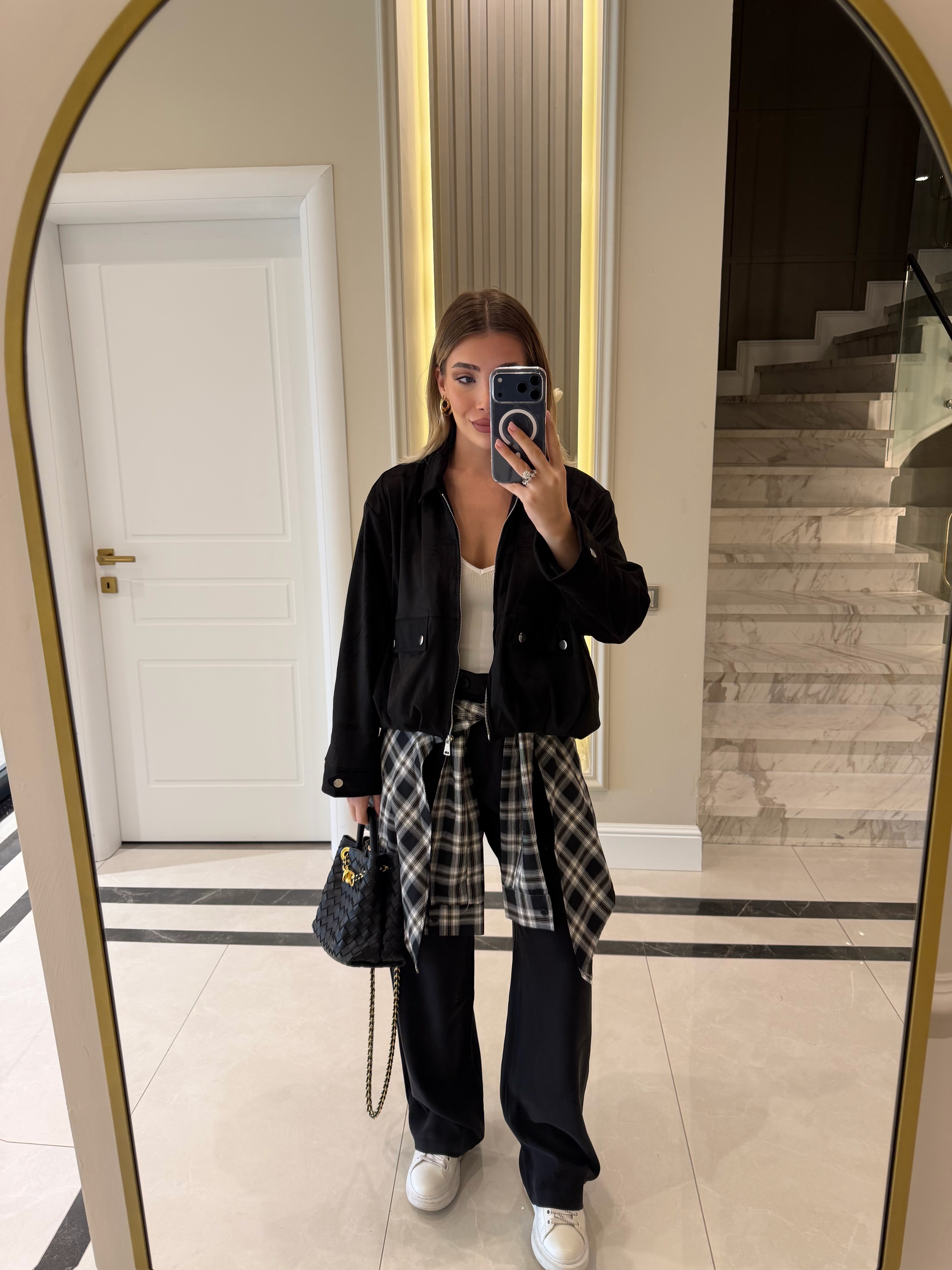 Siyah Süet Bomber Ceket 