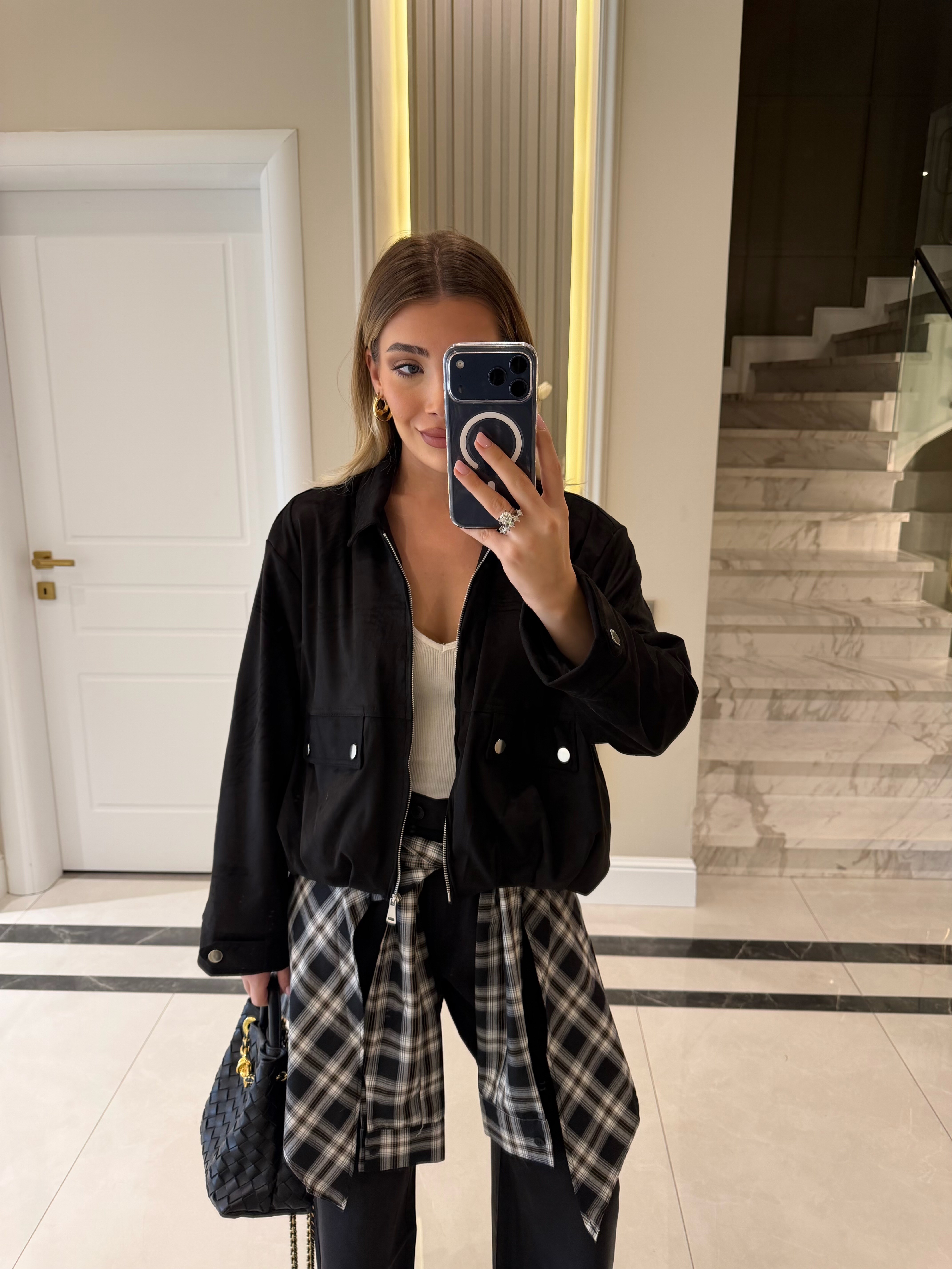 Siyah Süet Bomber Ceket 