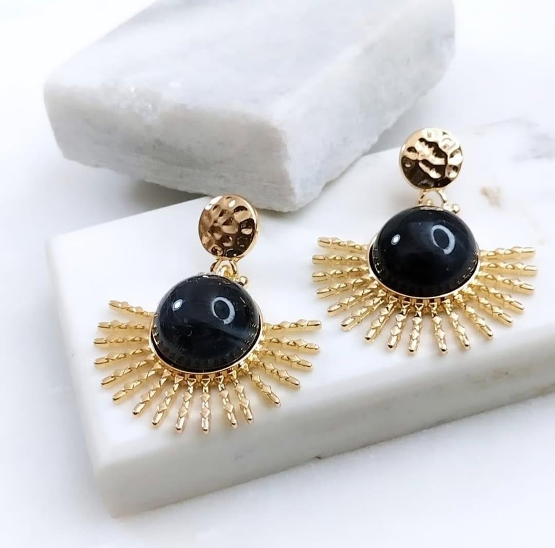 Siyah Taşlı Portea Küpe