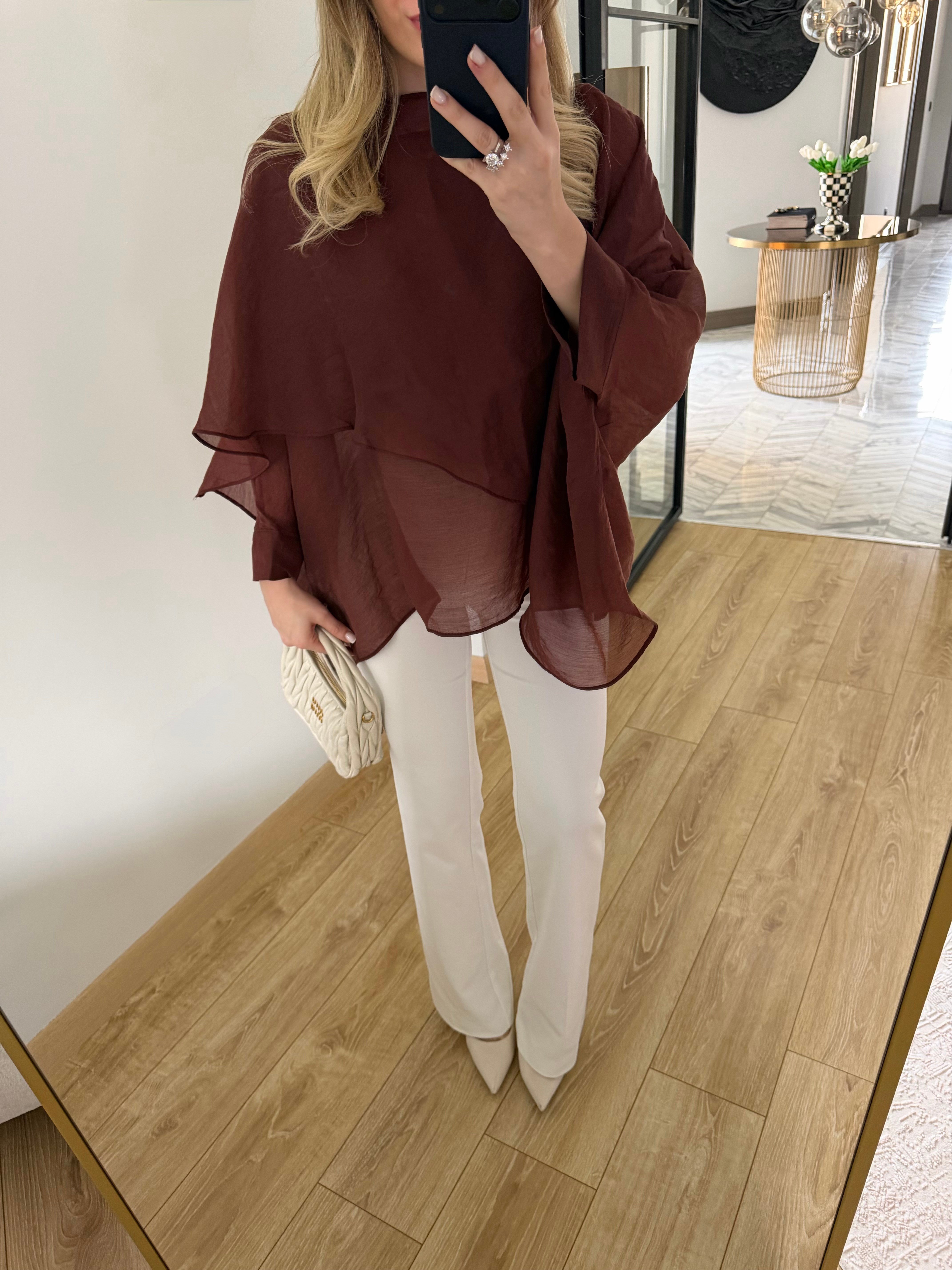 Tarçın Uçuşan Pelerin Bluz-5026