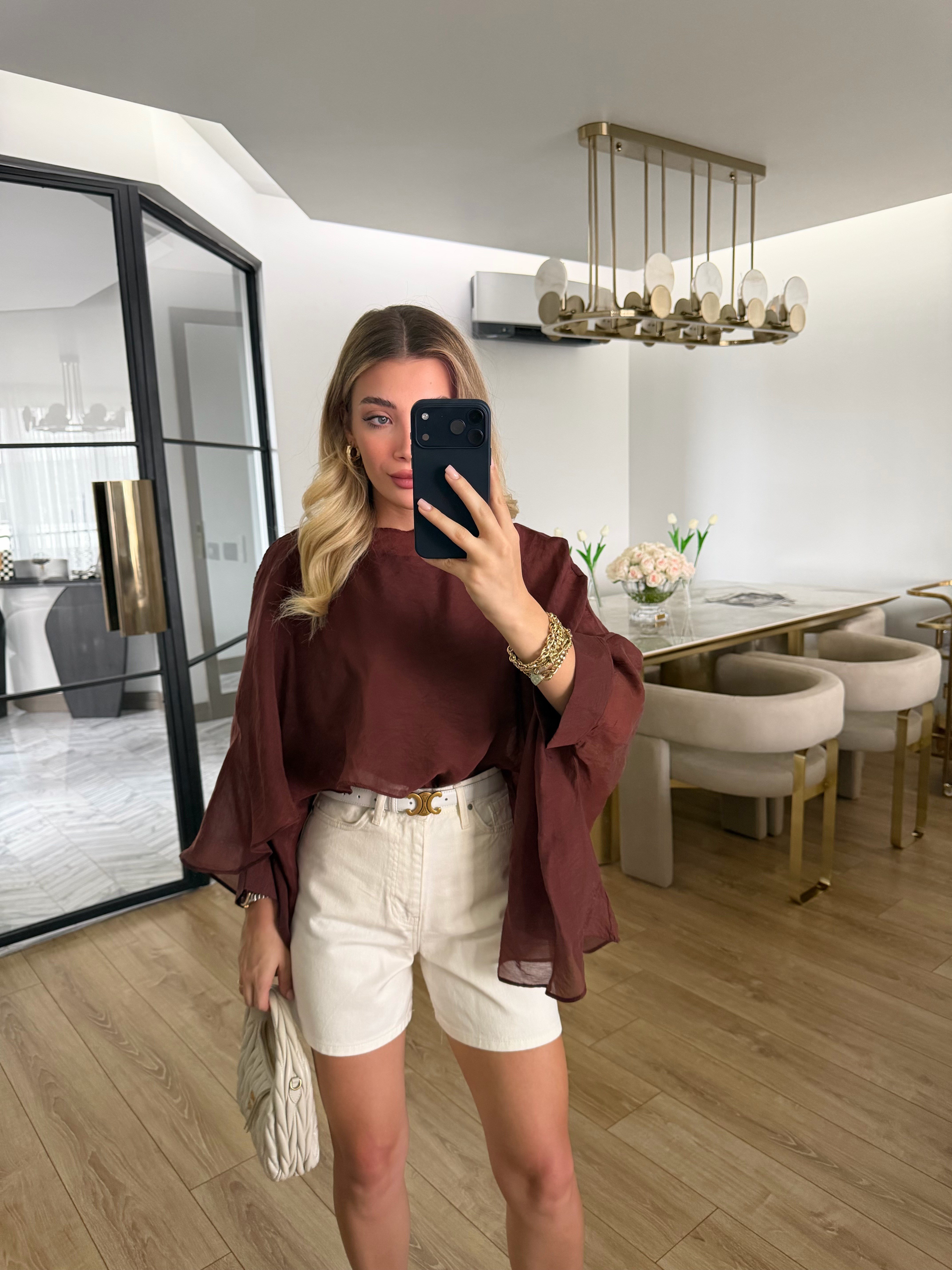 Tarçın Uçuşan Pelerin Bluz-5026