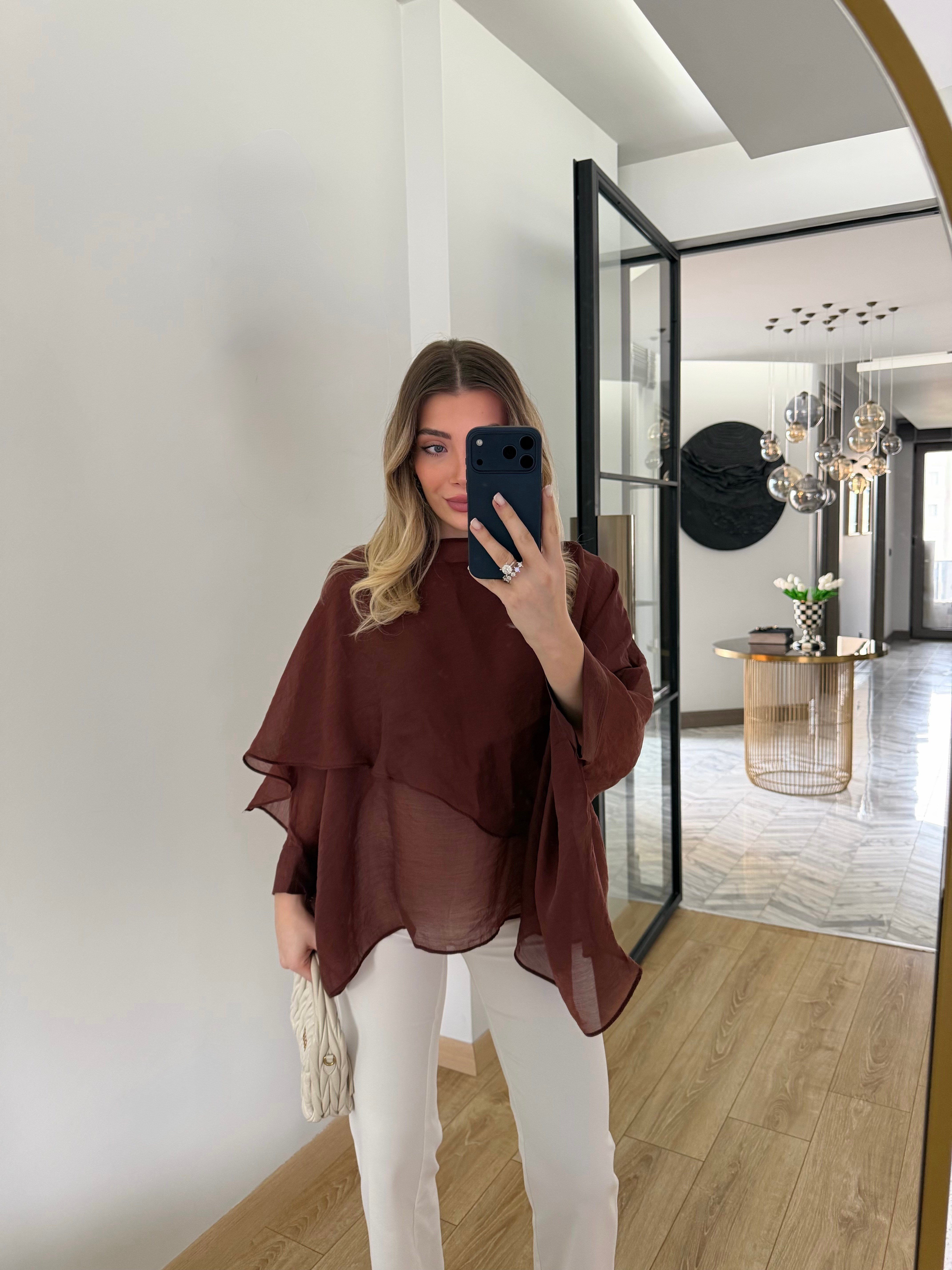 Tarçın Uçuşan Pelerin Bluz-5026