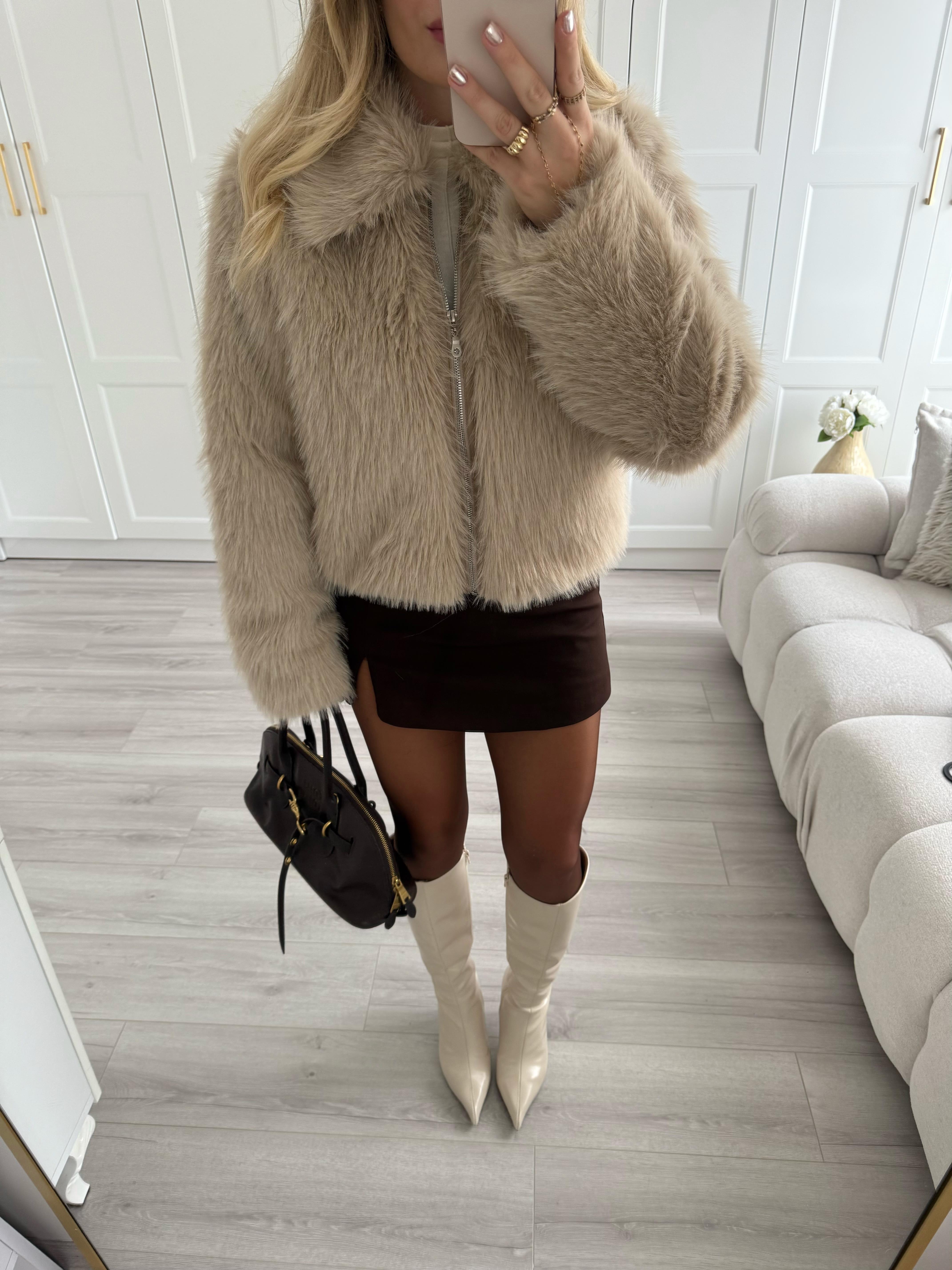 Taş Murcia Fermuarlı Kürk Ceket