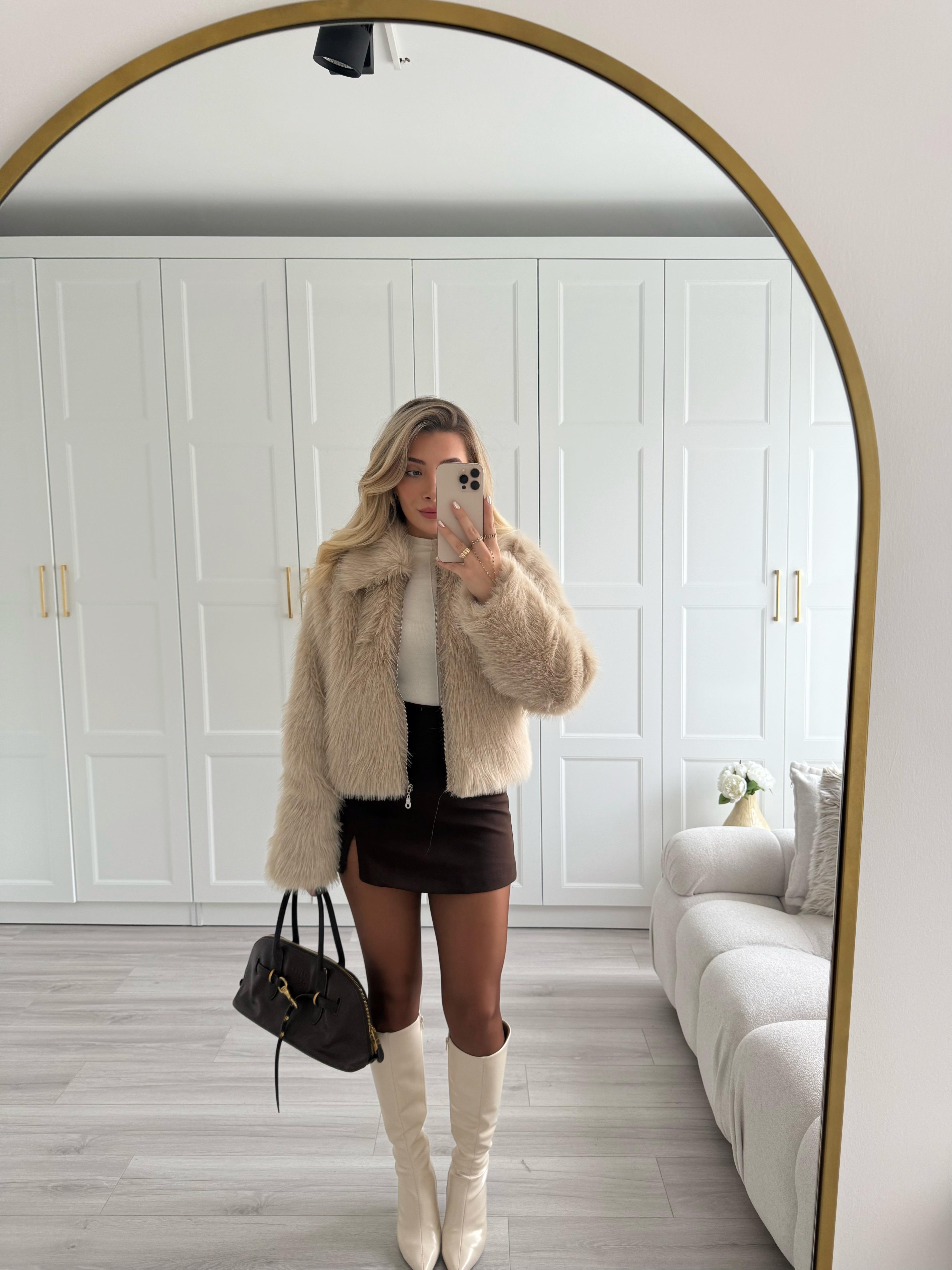 Taş Murcia Fermuarlı Kürk Ceket