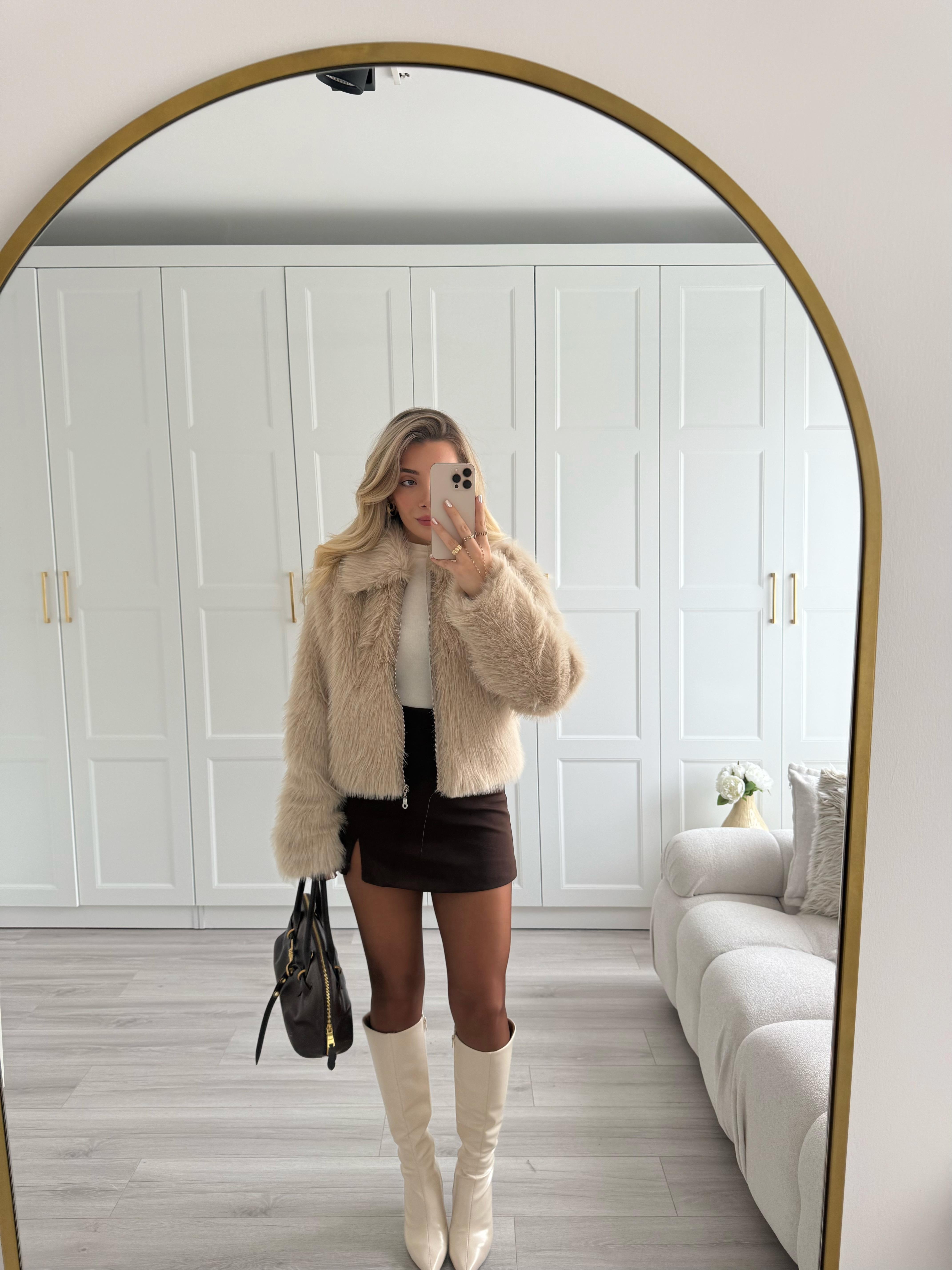 Taş Murcia Fermuarlı Kürk Ceket