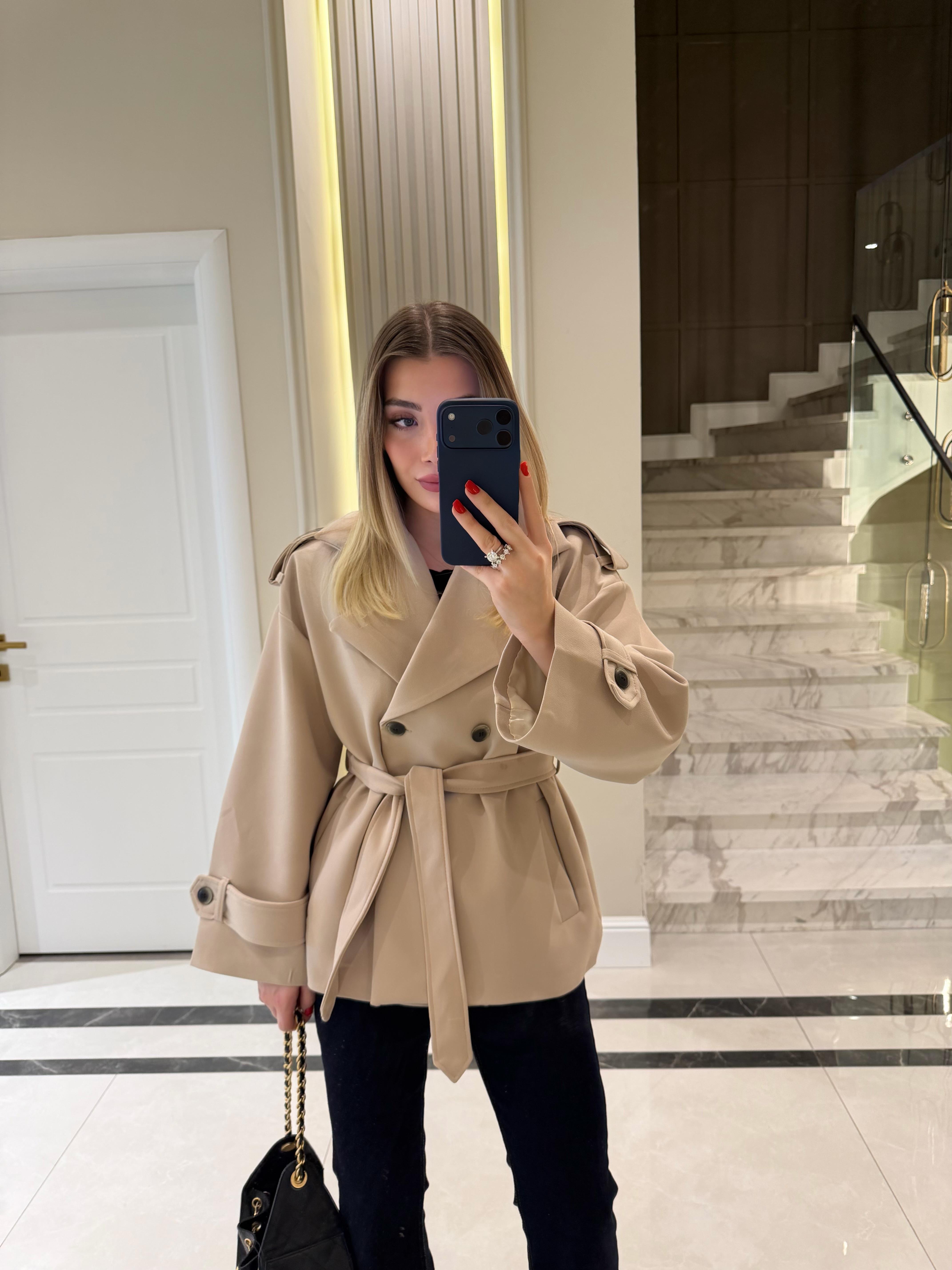 Taş Oversize Trençkot-9592