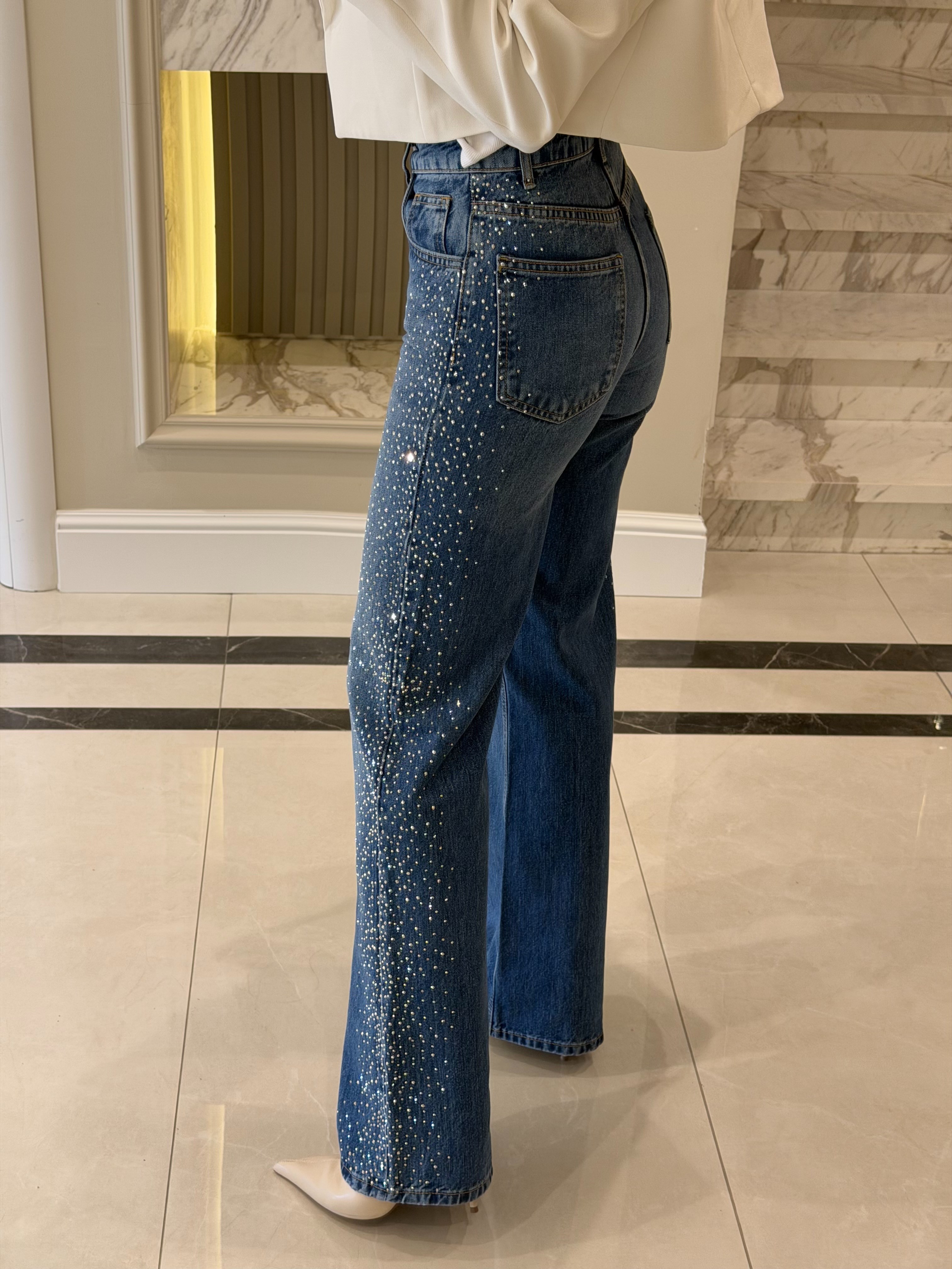 Taşlı Wideleg Pantolon