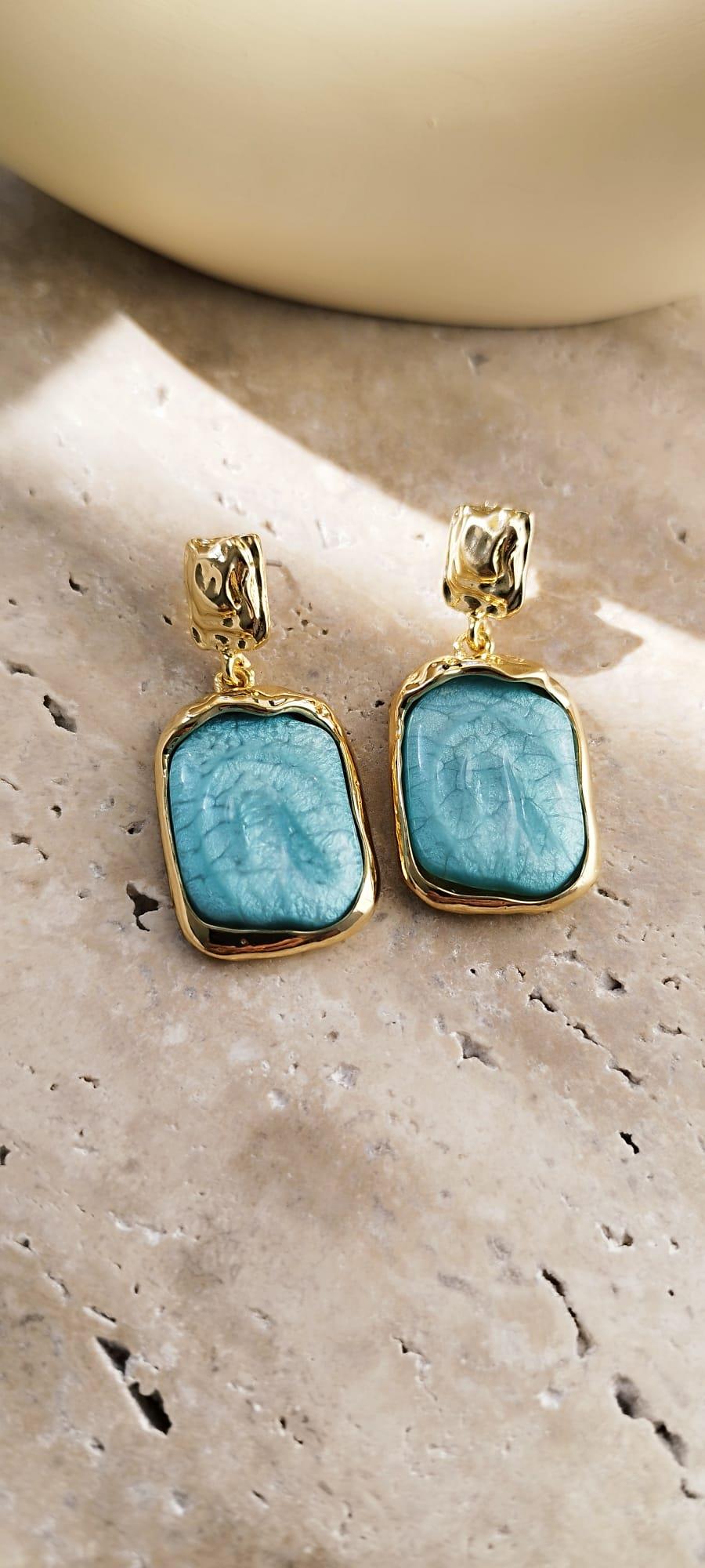 Turkuaz  Sedefli Bella Küpe