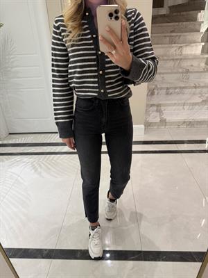  Antrasit Boyfit Kesik Paça Jean -2402