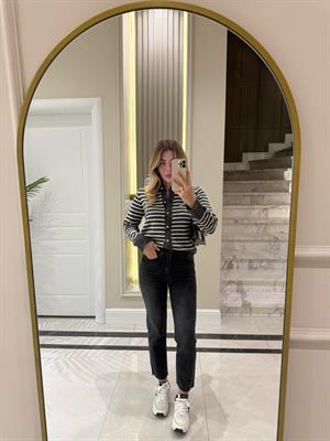  Antrasit Boyfit Kesik Paça Jean -2402