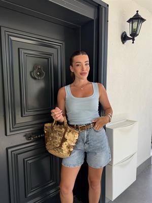  Bebe Mavi Havuz Yaka Krl Fitili Atlet