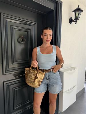  Bebe Mavi Havuz Yaka Krl Fitili Atlet