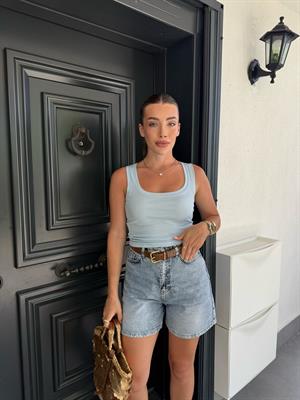  Bebe Mavi Havuz Yaka Krl Fitili Atlet