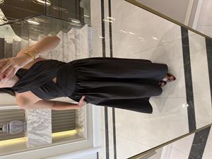 Acı Kahve Çapraz Bağlamalı Midi Elbise