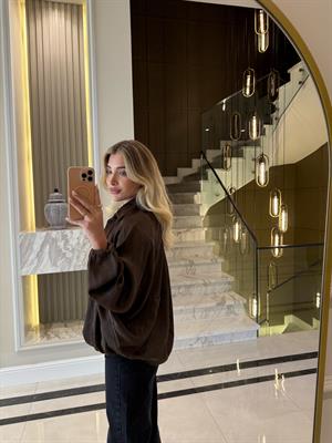 Acı Kahve Saten Bomber Ceket-9584