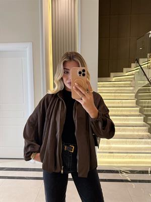 Acı Kahve Saten Bomber Ceket-9584