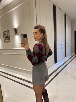 Açık Gri Orj Zr Şort Etek