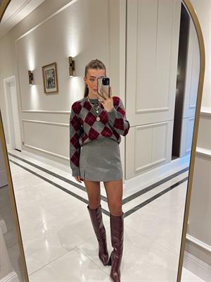 Açık Gri Orj Zr Şort Etek