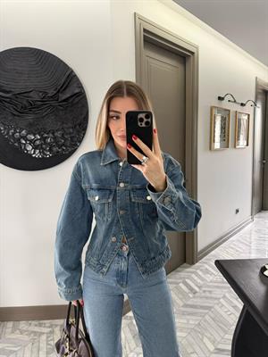 Açık Mavi Belden Oturan Orjinal Marka Denim Ceket