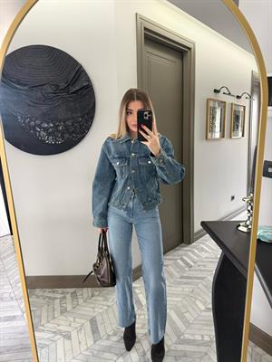 Açık Mavi Belden Oturan Orjinal Marka Denim Ceket