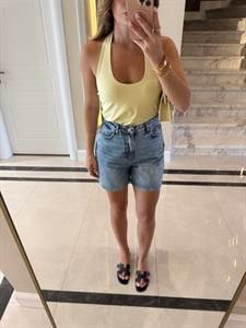 Açık Sarı Halter Yaka Top -31753