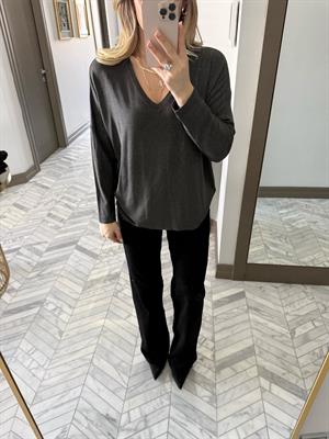 Antrasit Yarasa Kollu Yumoş Bluz-7590