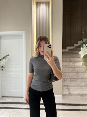 Antrasit Yüksek yakalı Tshirt-30481