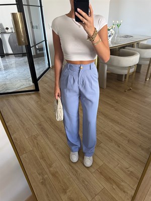Bebe Mavi Gold Düğmeli Pileli Palazzo Pantolon-51078