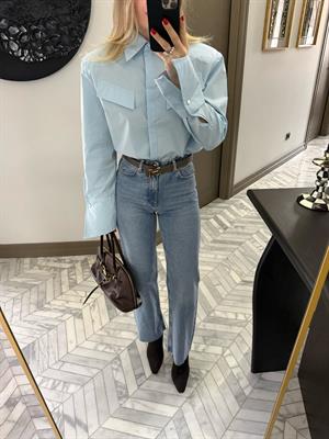 Bebe Mavi Tasarım Cep Kapakçıklı Kol Detaylı Gömlek-2257 