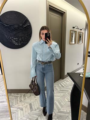 Bebe Mavi Tasarım Cep Kapakçıklı Kol Detaylı Gömlek-2257 