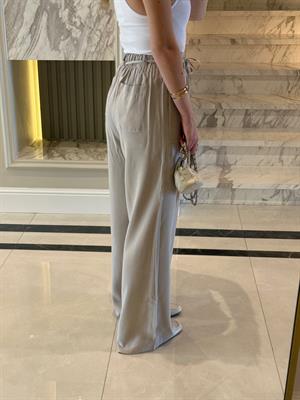 Bej  Beli Lastikli İpli Tensel Pantolon-51120