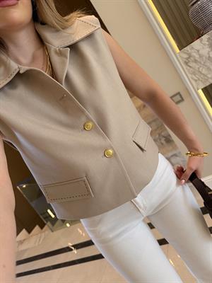 Bej Dikiş Detaylı Yelek-29183