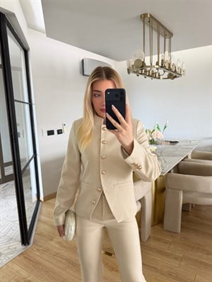 Bej Gold Düğmeli Bejji İkili Takım -4356