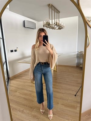 Bej Yarasa Kol Triko-1048