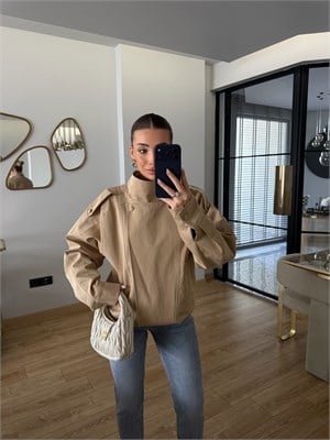 Bellacia Camel Su Geçimeyen Bomber Ceket 
